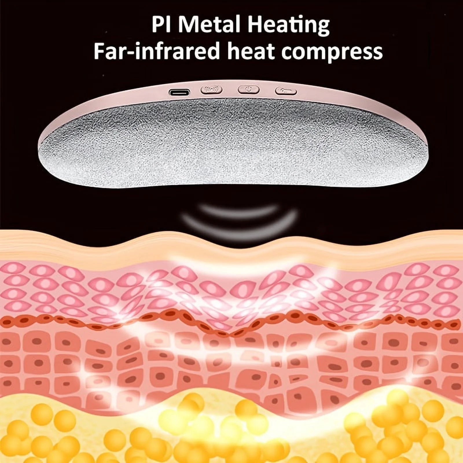Cordless Heating Pad for Period Cramps | 1800mAh, 3 Massage Modes, Rapid Heat – 7" Portable Menstrual Pain Relief