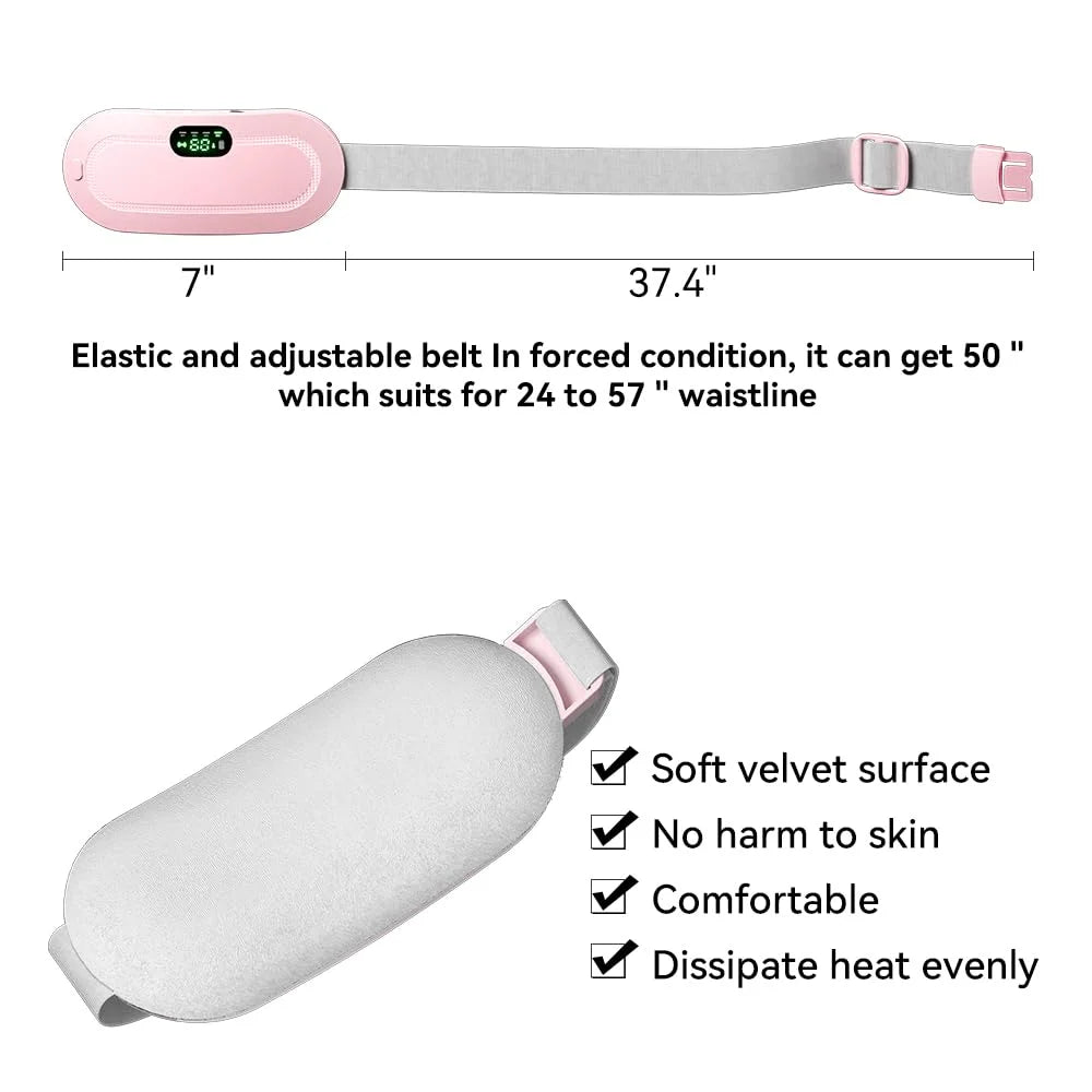 Cordless Heating Pad for Period Cramps | 1800mAh, 3 Massage Modes, Rapid Heat – 7" Portable Menstrual Pain Relief