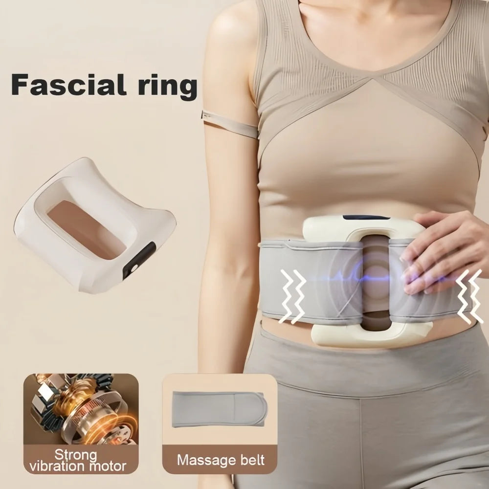 Revitalize Your Relaxation: Fascia Ring Vibration Massager with Adjustable Belt - Sleek White Design