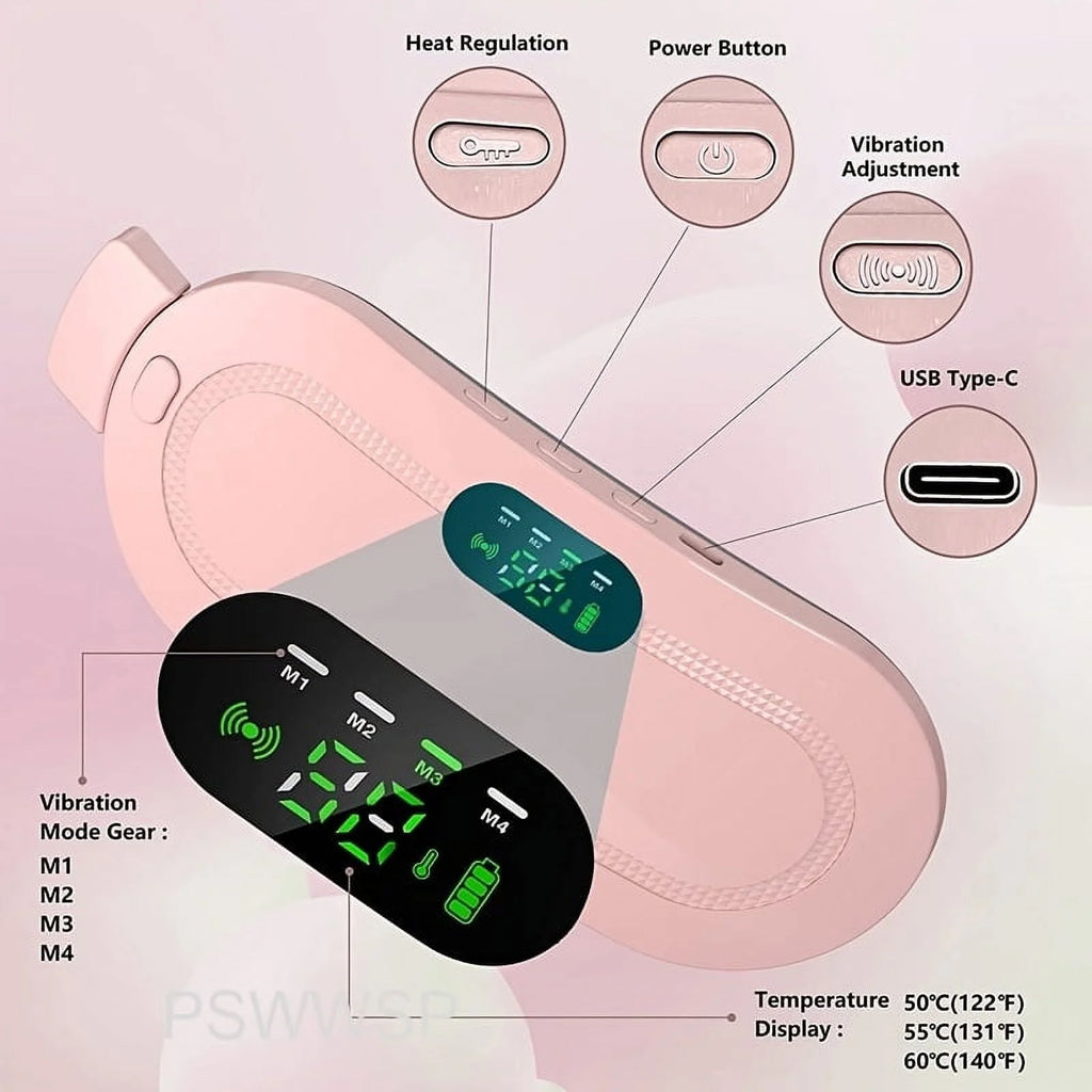 Cordless Heating Pad for Period Cramps | 1800mAh, 3 Massage Modes, Rapid Heat – 7" Portable Menstrual Pain Relief